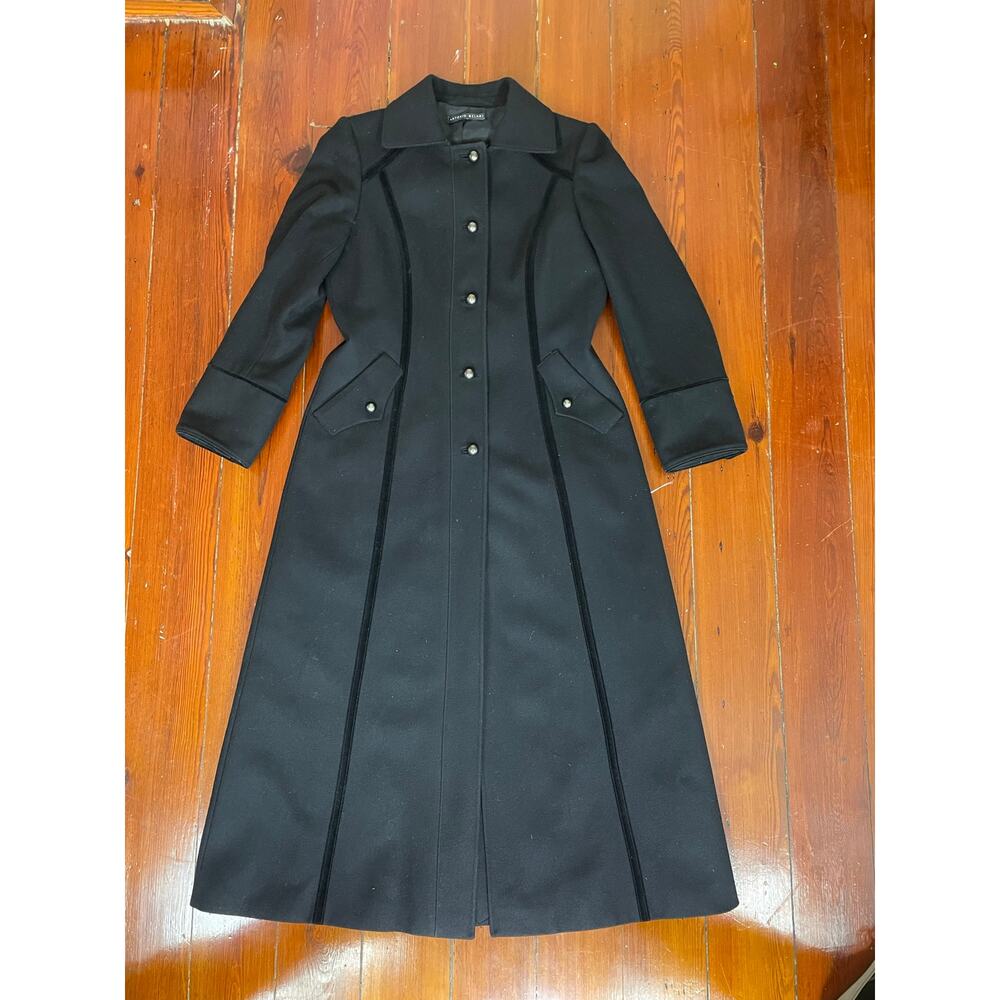 Antonio Melani Long Wool Coat Black Tailored A-Line Maxi Coat